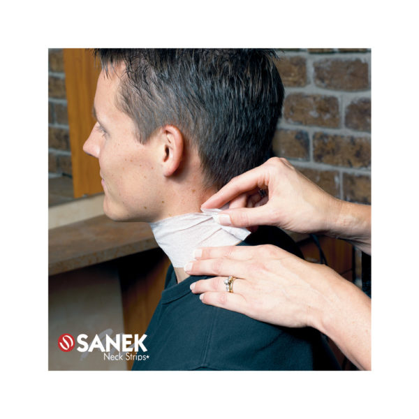 SANEK neck strips being used on man