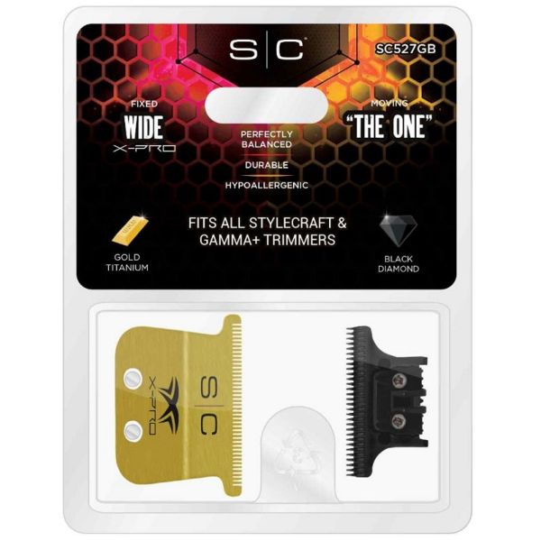 SC527GB StyleCraft Fixed Gold Titanium X-Pro Wide Trimmer Blade - Image 4