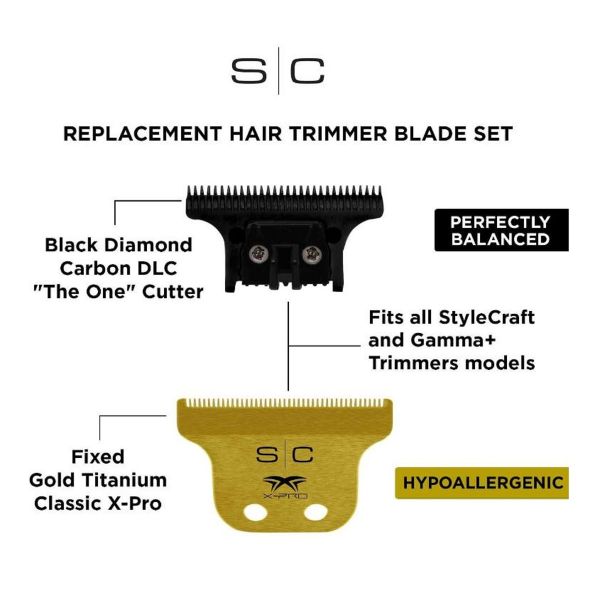 SC529GB StyleCraft Replacement Fixed Gold Trimmer Blade - Image 2