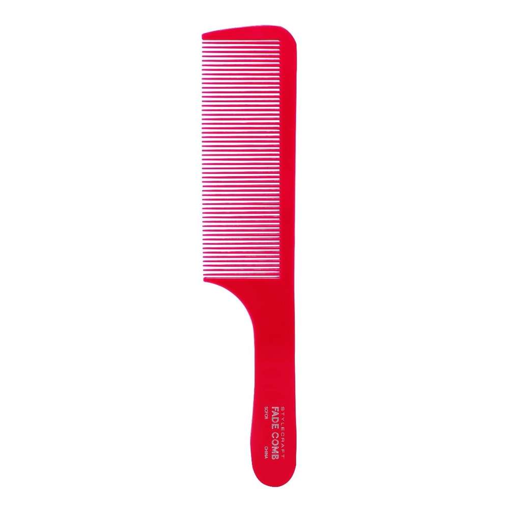 Stylecraft FADE COMB - PROFESSIONAL CLOSE TOOTH FADE HAIR COMB HEAT-RESISTANT PLASTIC WITH COMFORT GRIP - Red