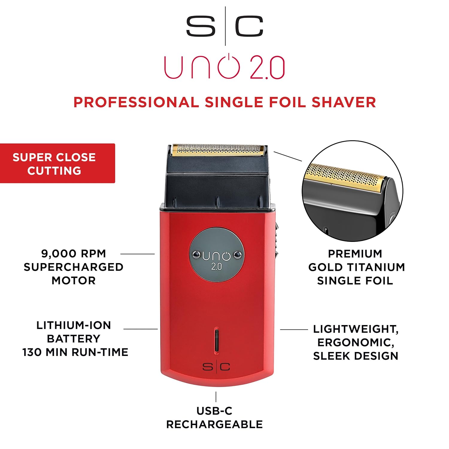 StyleCraft Uno Cordless Foil Shaver, Mini Travel Size, Portable, Gold Titanium Premium Head - Image 2