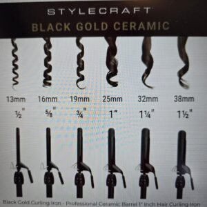 StyleCraft Black Gold Ceramic Stay-Temp Professional Curling Iron - Buy1, Get 1 Free